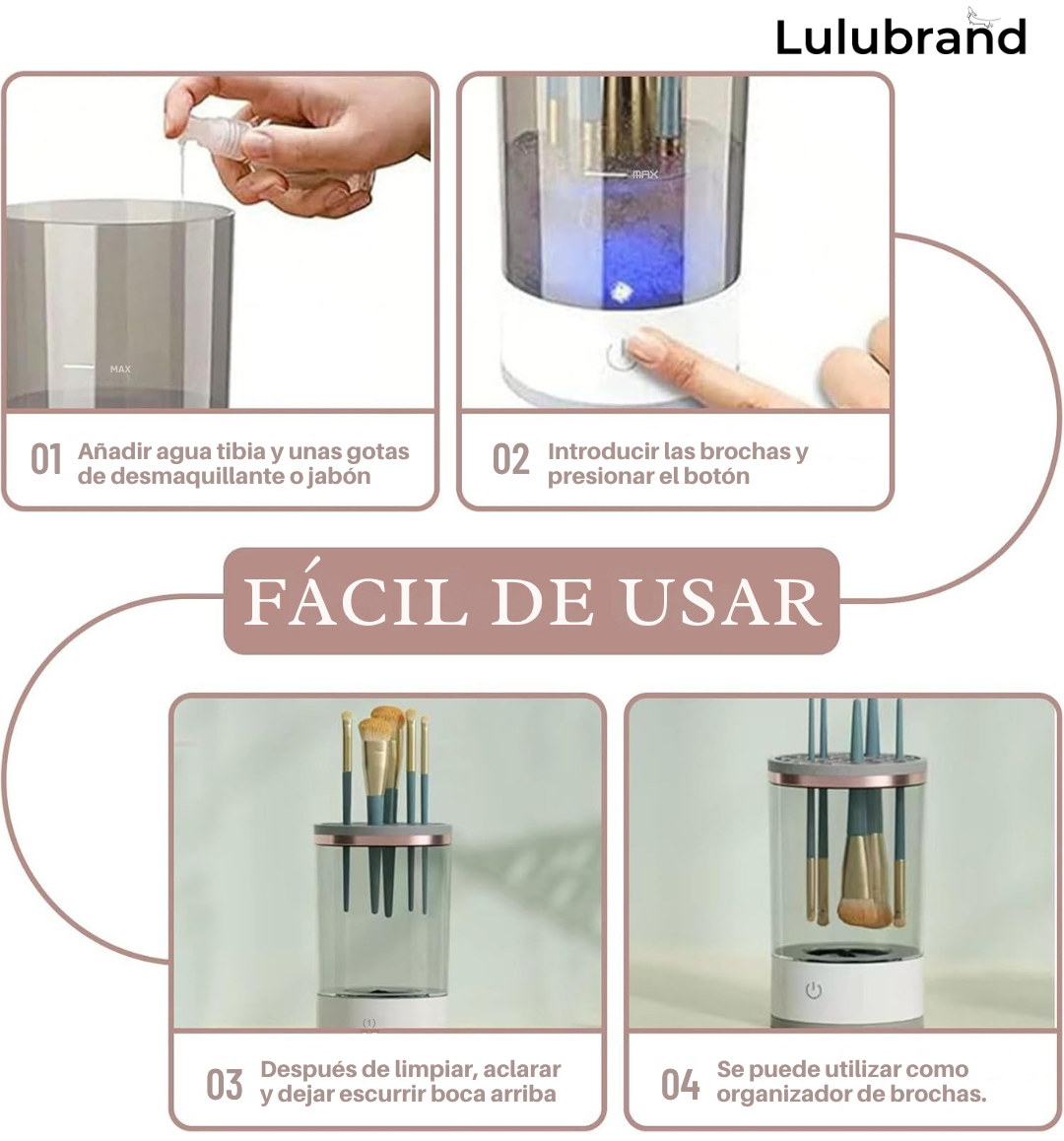 Limpiador de brochas de maquillaje eléctrico